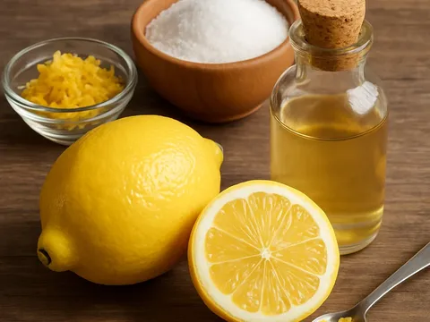 Bright lemons, zest and a small dropper bottle of lemon extract